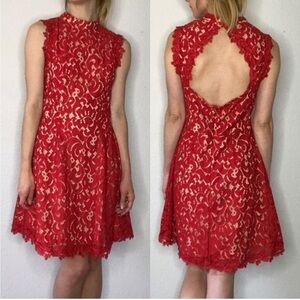 Francesca’s red lace festive holiday dress size XS